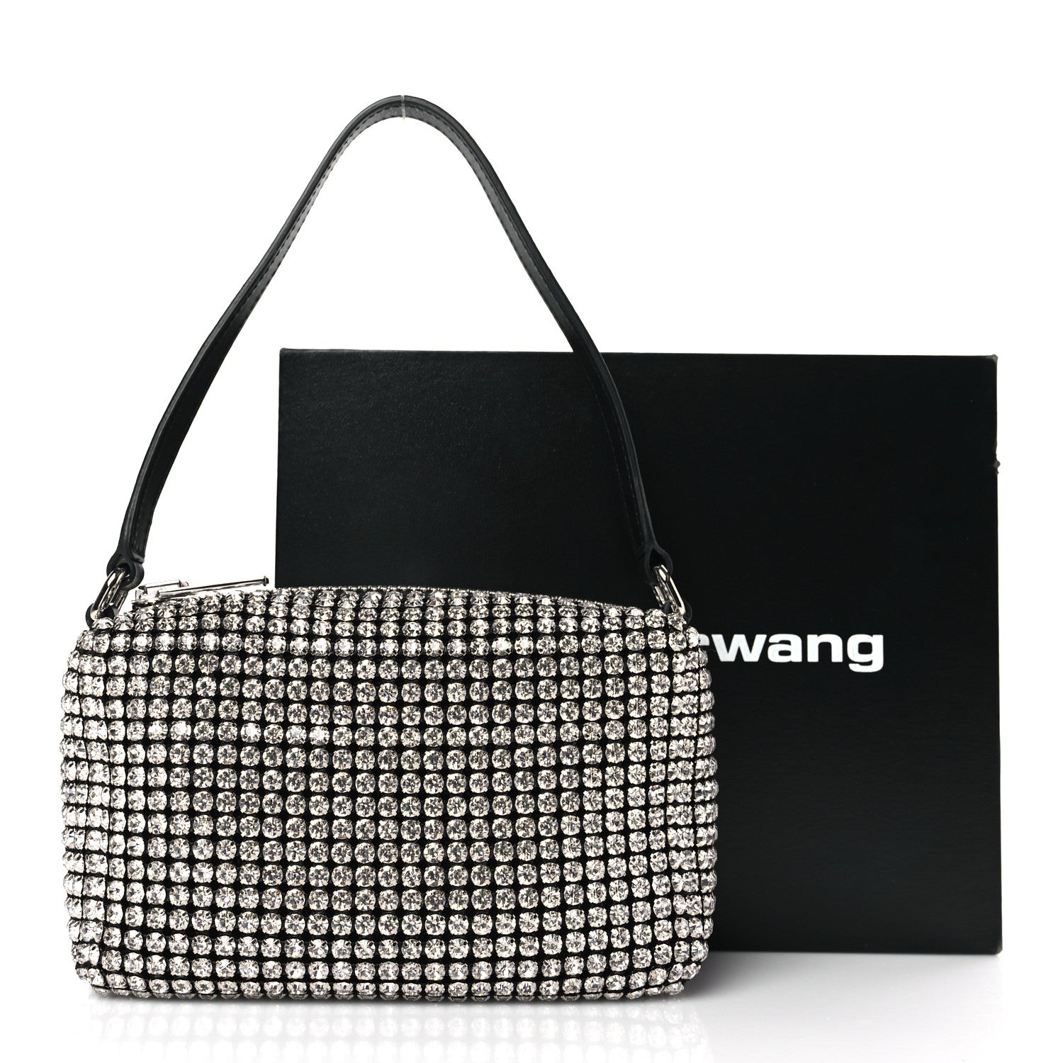 Alexander Wang Mesh Crystal Rhinestone Mini Heiress Pouch Black Silver 9 of 9
