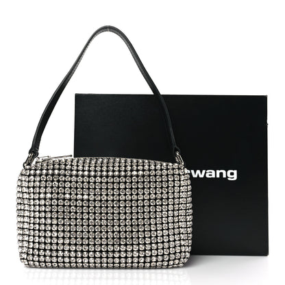 Alexander Wang Mesh Crystal Rhinestone Mini Heiress Pouch Black Silver 9 of 9