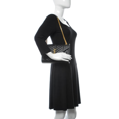 Saint Laurent Grain De Poudre Textured Mixed Matelasse Triquilt Medium Monogram Satchel Black 2 of 10