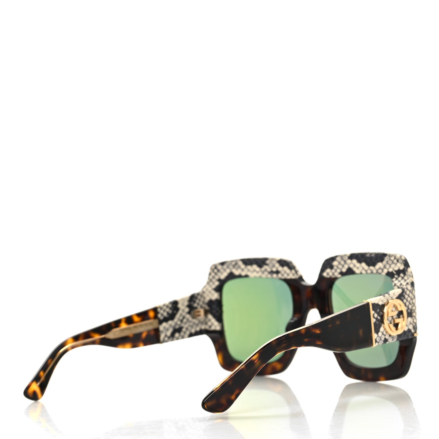 Gucci Snakeskin Acetate Square Sunglasses GG0484S Havana 4 of 8