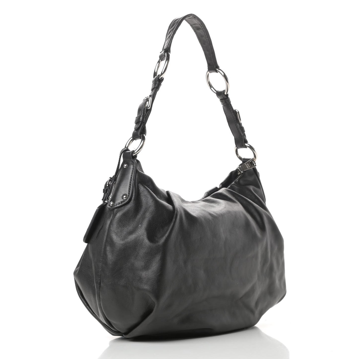 Soft Calfskin Pleated Hobo Black