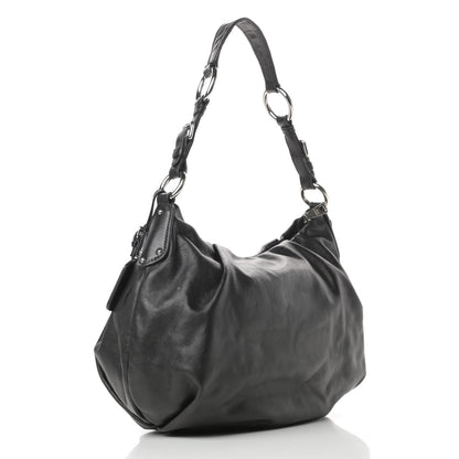 Prada Soft Calfskin Pleated Hobo Black 3 of 15