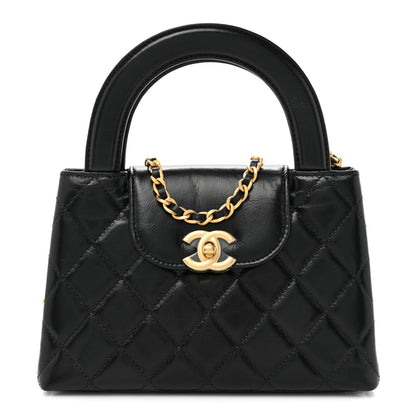 Chanel Shiny Aged Calfskin Quilted Nano Kelly Shopper Black 1 of 9