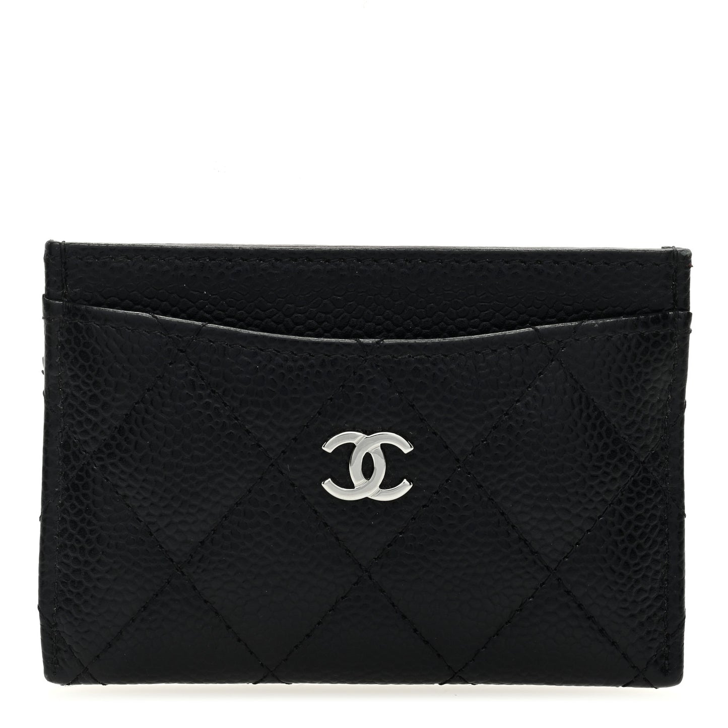 Caviar Quilted Card Holder Black