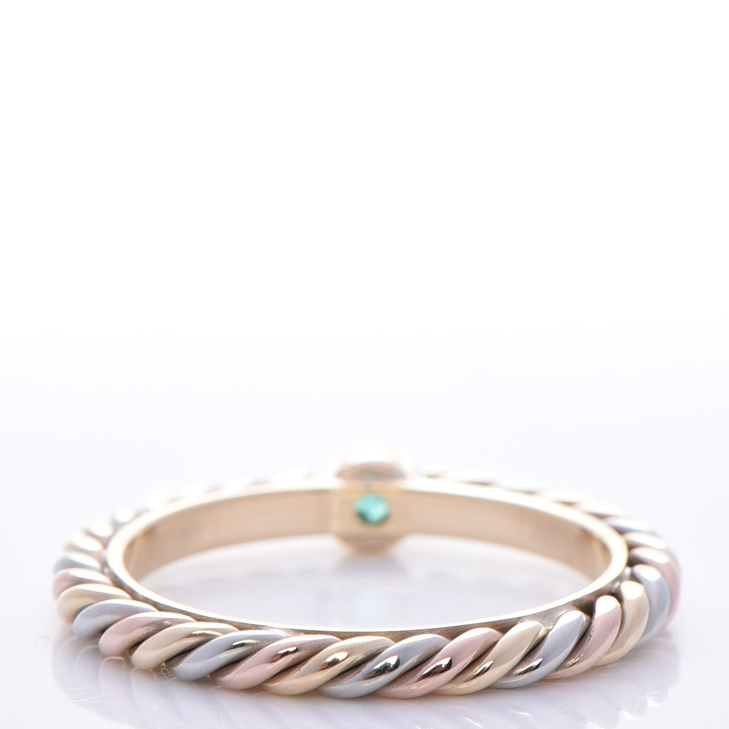 18K Pink Yellow White Gold Emerald 2mm Cable Twist Ring 53 6.25