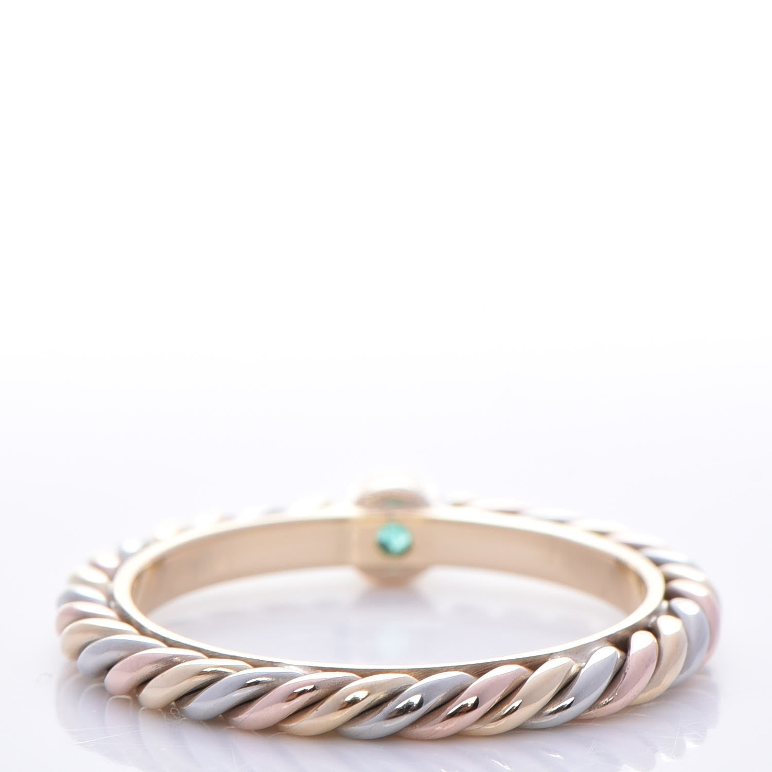 Cartier 18K Pink Yellow White Gold Emerald 2mm Cable Twist Ring 53 6.25 4 of 6