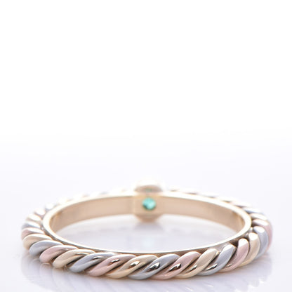 Cartier 18K Pink Yellow White Gold Emerald 2mm Cable Twist Ring 53 6.25 4 of 6