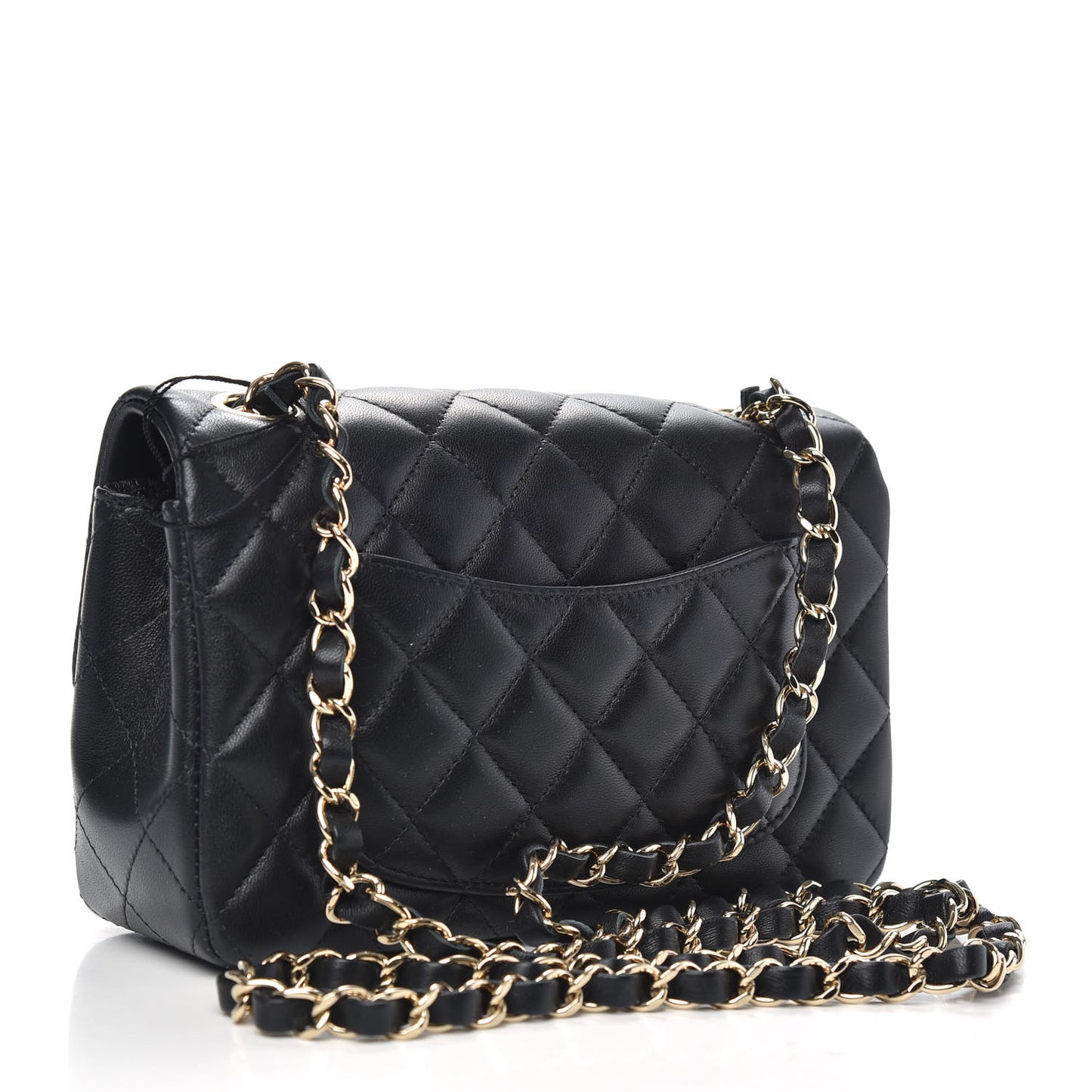 Lambskin Quilted Mini Rectangular Flap Black