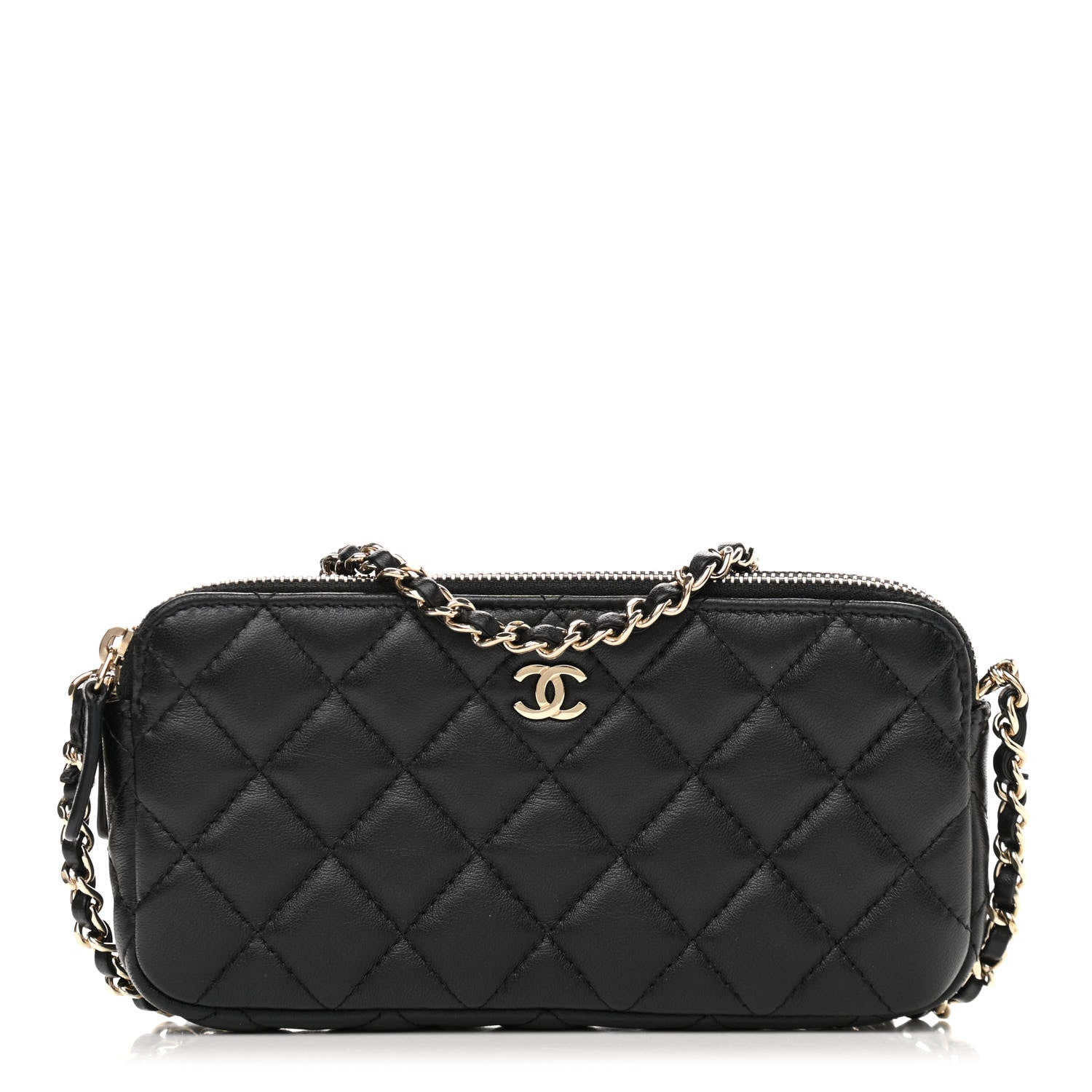 Chanel Lambskin Quilted Small Clutch With Chain Black 1 of 13