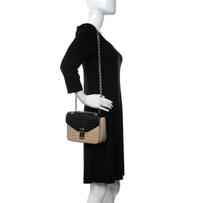 Celine Calfskin Quilted Medium C Bag Black Beige 3 of 12