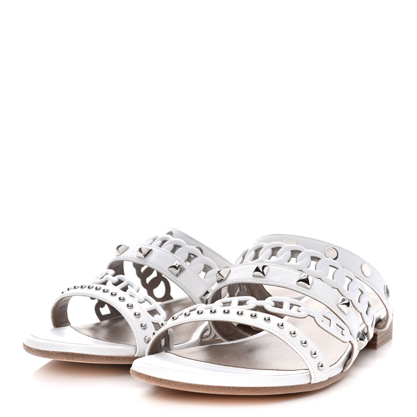 Nappa Amalfi Sandals 38 White Gris Argente