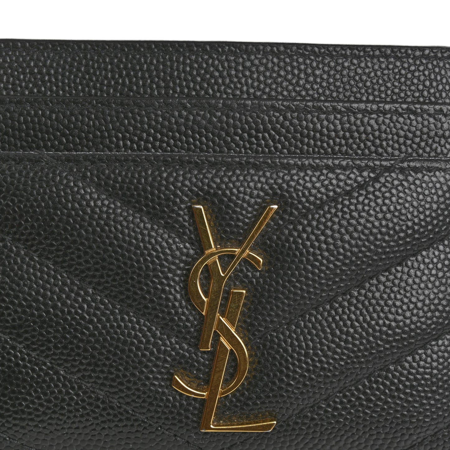 Grain De Poudre Matelasse Chevron Monogram Credit Card Case Black