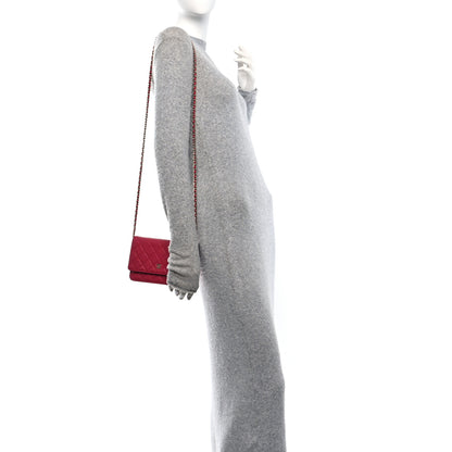 Chanel Caviar Quilted Wallet on Chain WOC Dark Pink 2 of 12