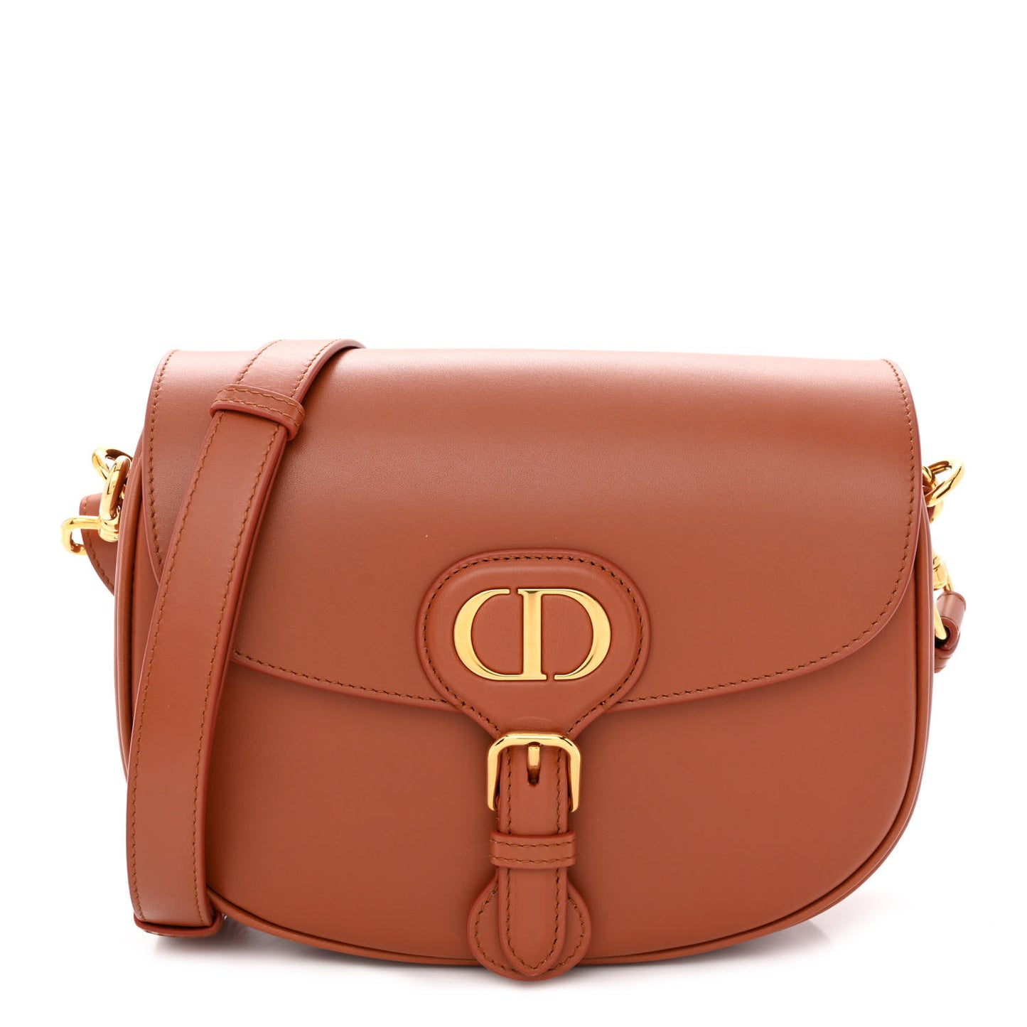 Box Calfskin Medium Bobby Flap Dark Tan