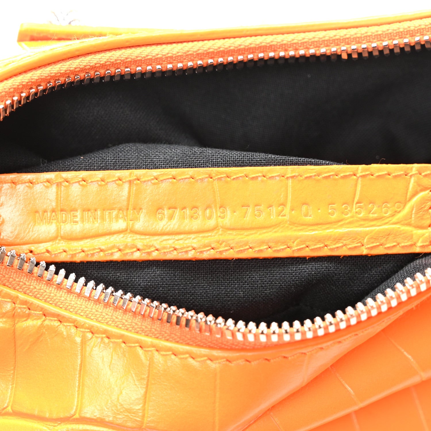 Balenciaga Extra Supple Calfskin Crocodile Embossed Le Cagole Shoulder Bag XS Pop Orange 8 of 10