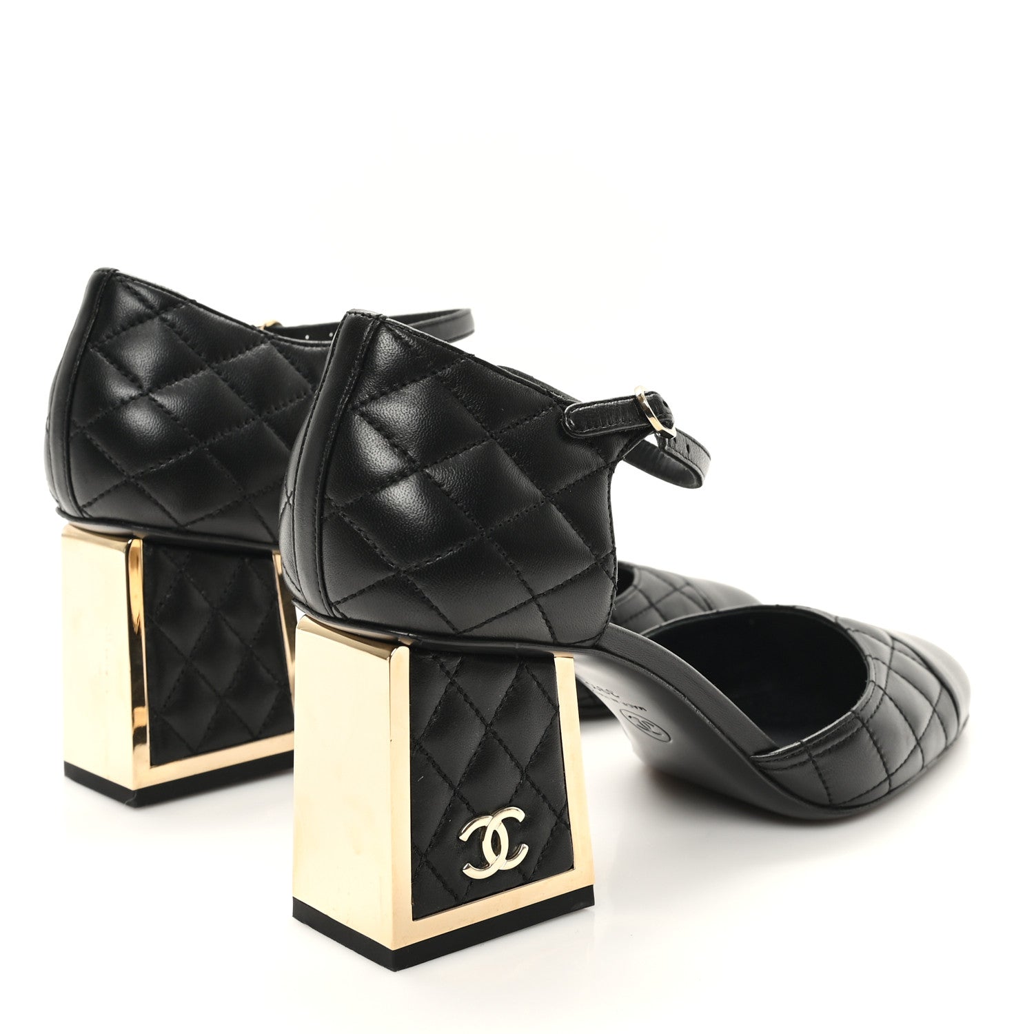 Chanel Lambskin Quilted Cap Toe Mary Jane Pumps 39.5 Black 4 of 10