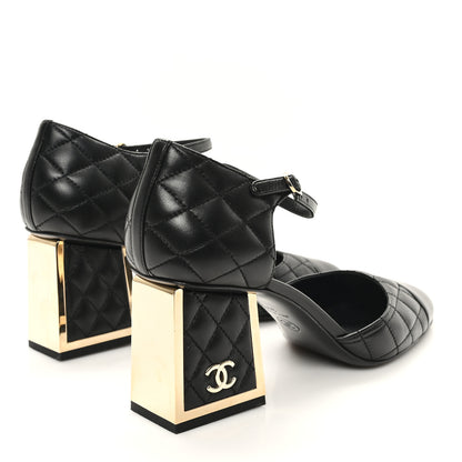 Chanel Lambskin Quilted Cap Toe Mary Jane Pumps 39.5 Black 4 of 10
