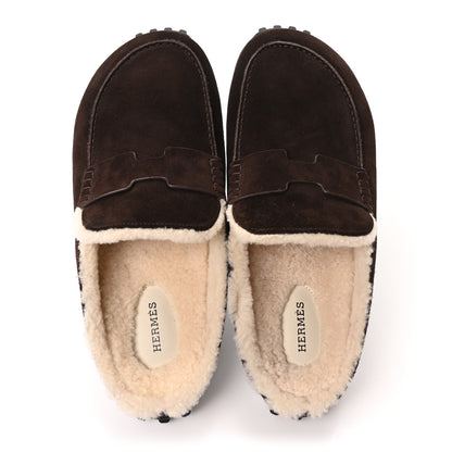 Hermes Suede Goatskin Shearling Go Mules 41 Ebene Ecru 2 of 8