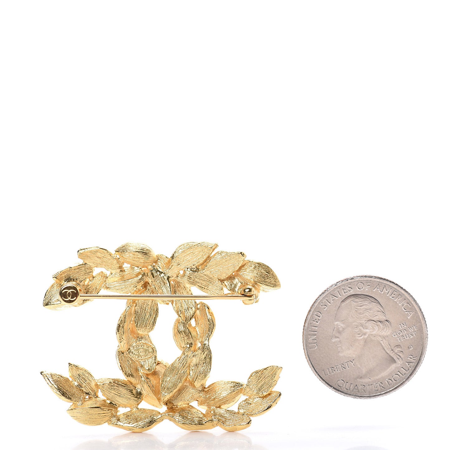 Crystal Strass CC Brooch Gold