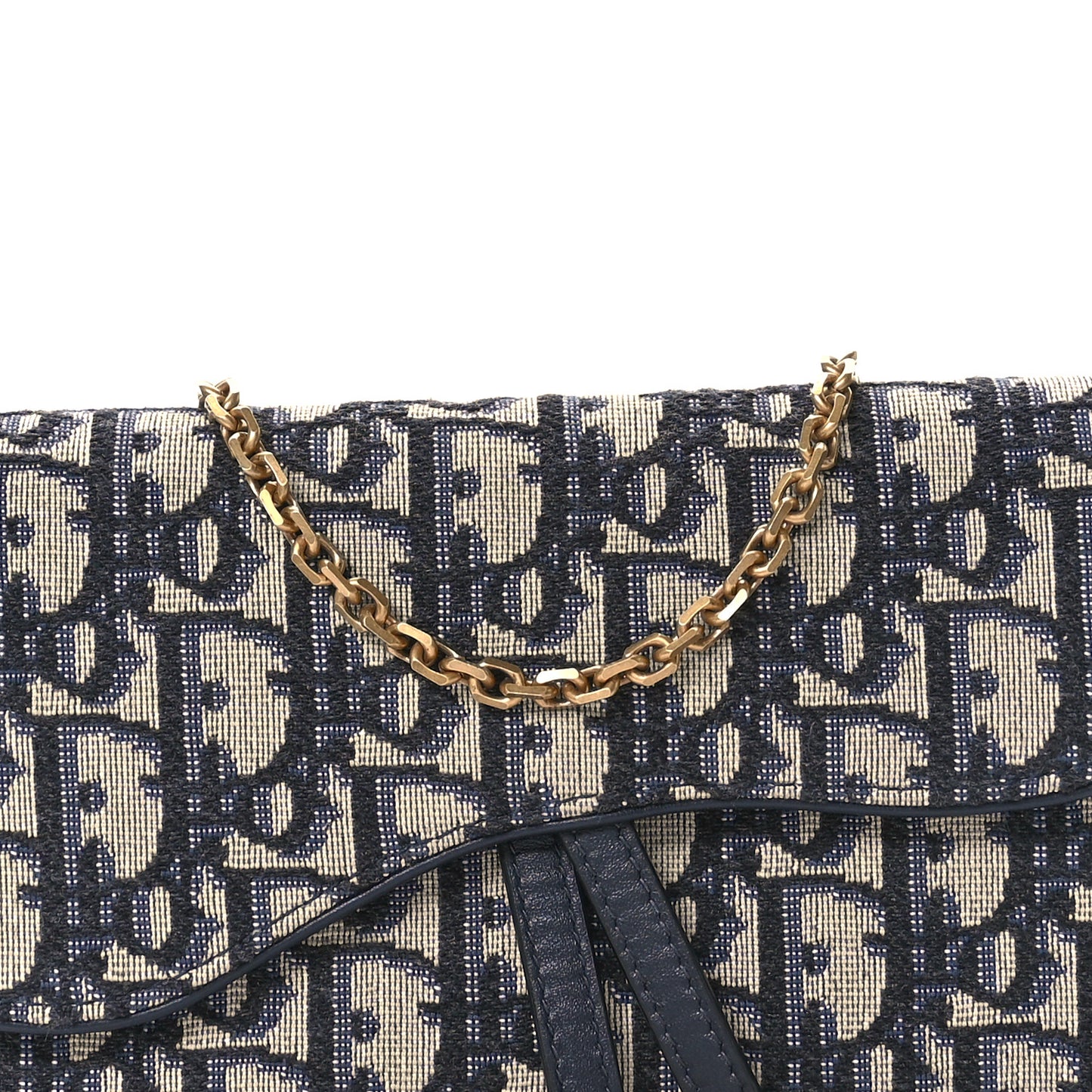 Oblique Saddle Chain Long Wallet Blue