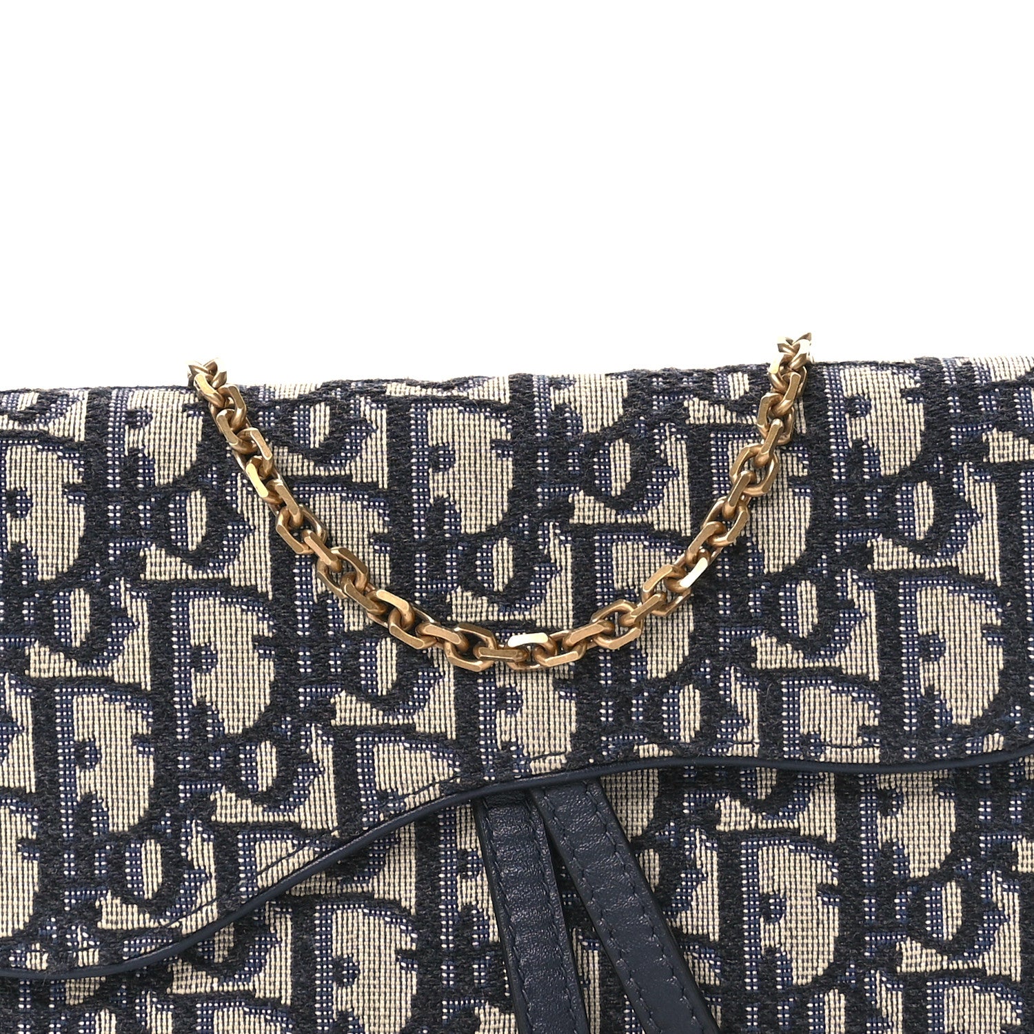 Christian Dior Oblique Saddle Chain Long Wallet Blue 8 of 10