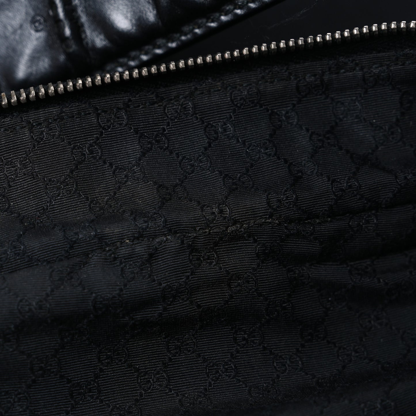 Calfskin Canvas Double Zip Large Travel Bag Black