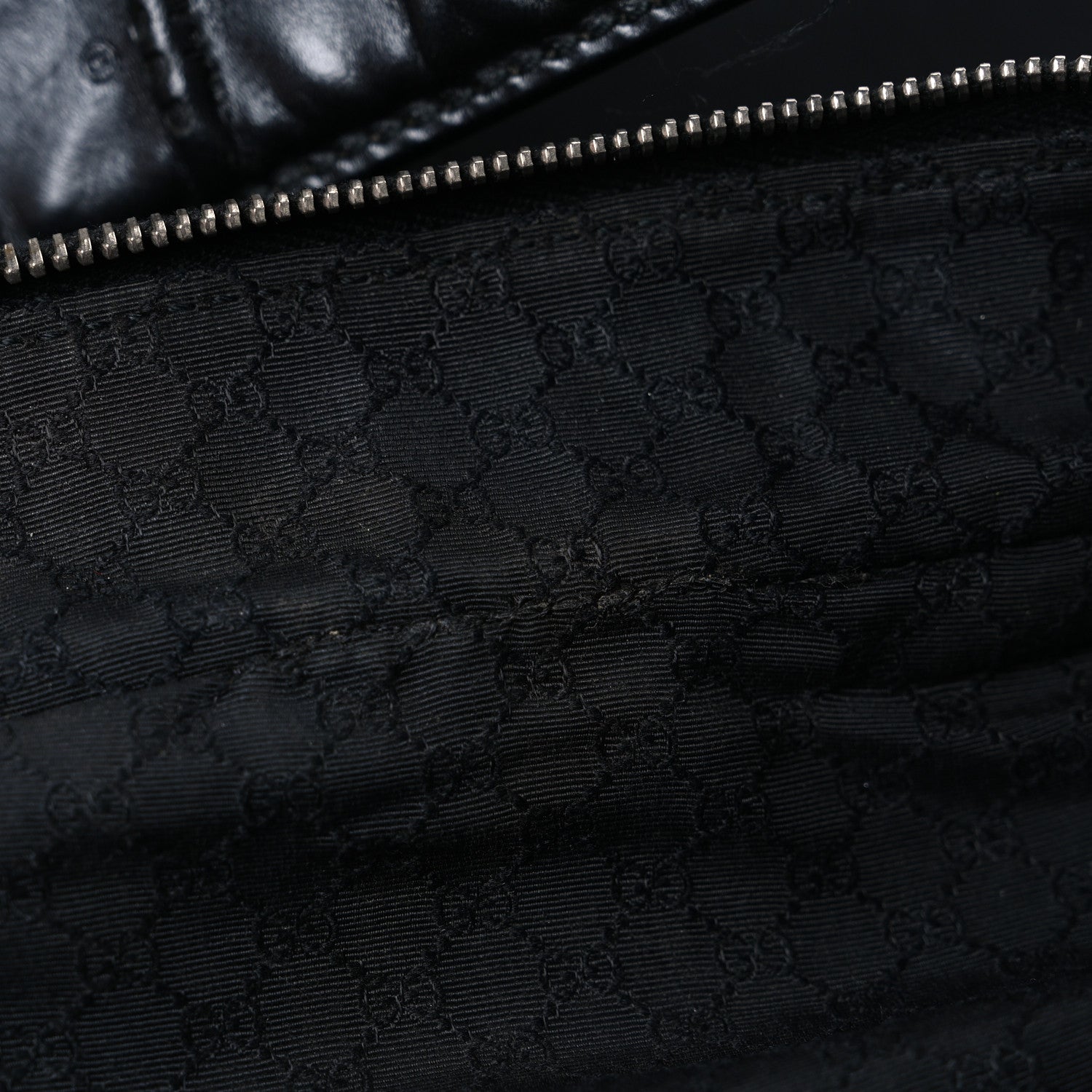 Gucci Calfskin Canvas Double Zip Large Travel Bag Black 10 of 10