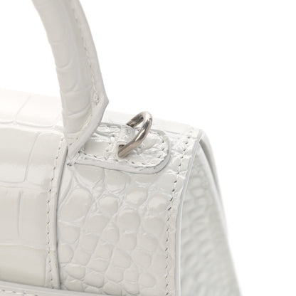 Balenciaga Calfskin Crocodile Embossed Small Hourglass Top Handle Bag White 11 of 13
