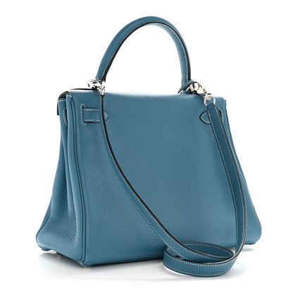 Hermes Taurillon Clemence Kelly Retourne 28 Bleu Jean 3 of 16