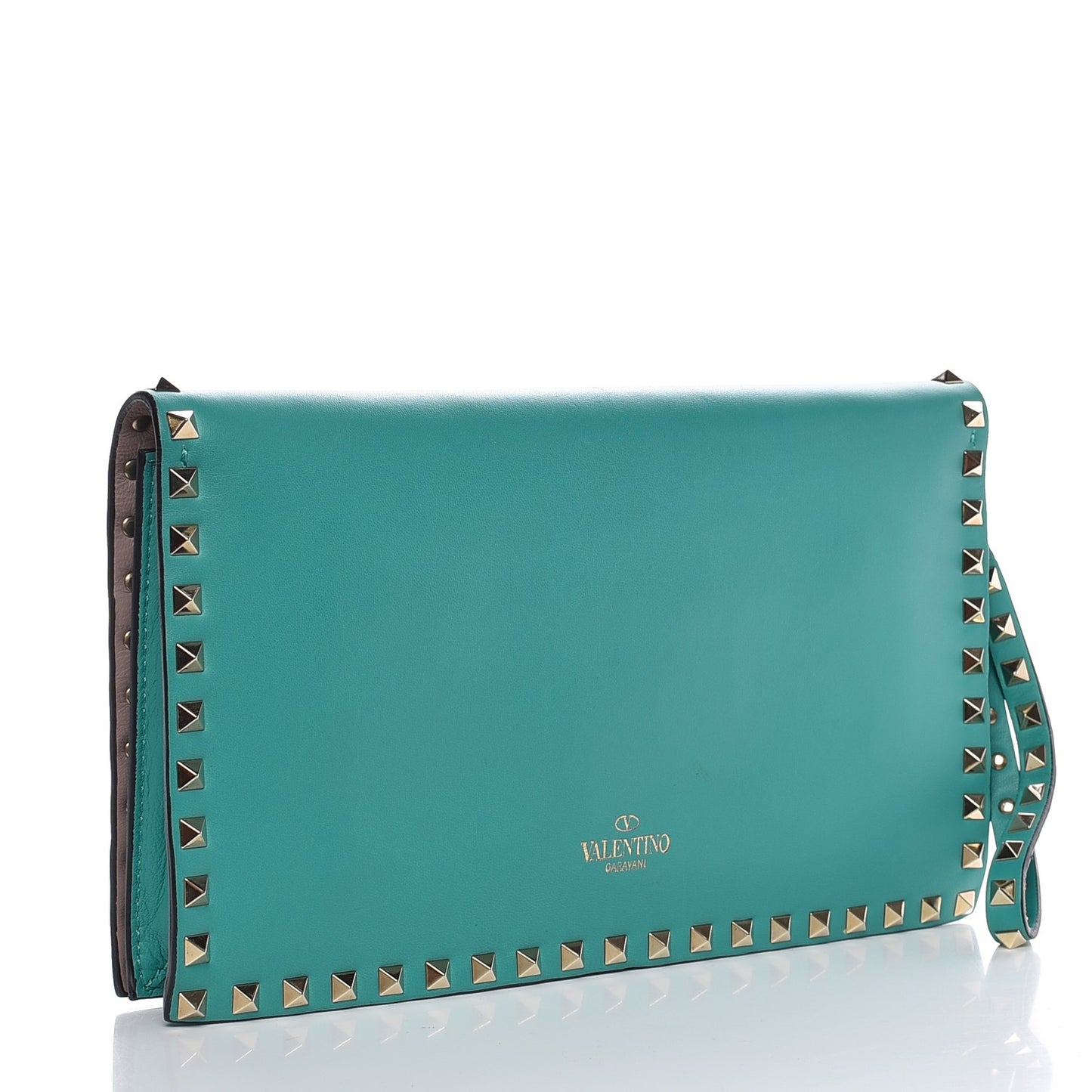 Nappa Rockstud Wristlet Clutch Colibri
