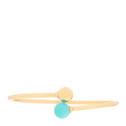 Tiffany 18K Yellow Gold Amazonite 8mm HardWear Ball Bypass Bracelet 1 of 3