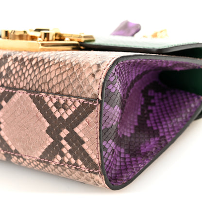 Gucci Snakeskin Small Padlock Shoulder Bag Green Pink Purple 10 of 11