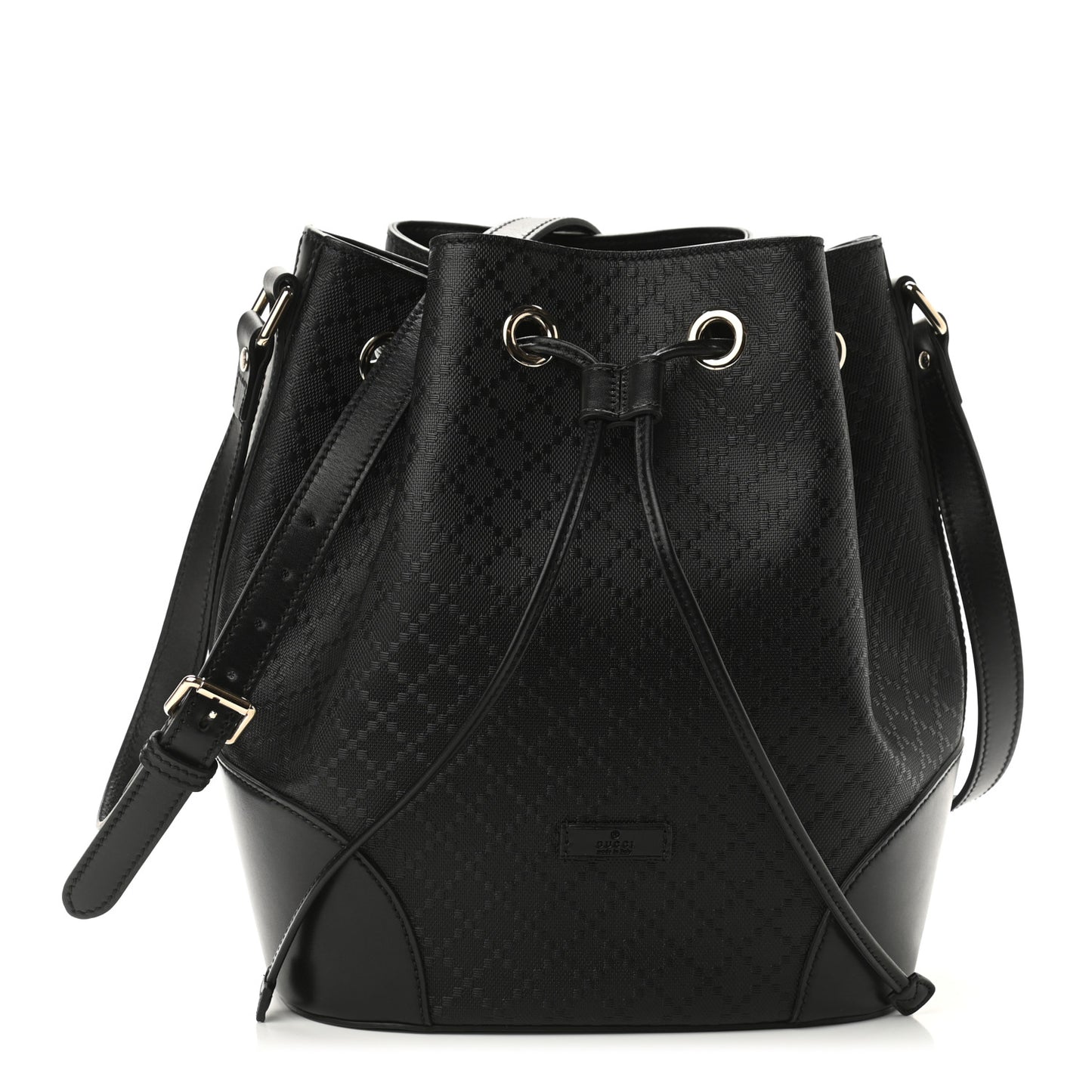 Bright Diamante Medium Bucket Bag Black