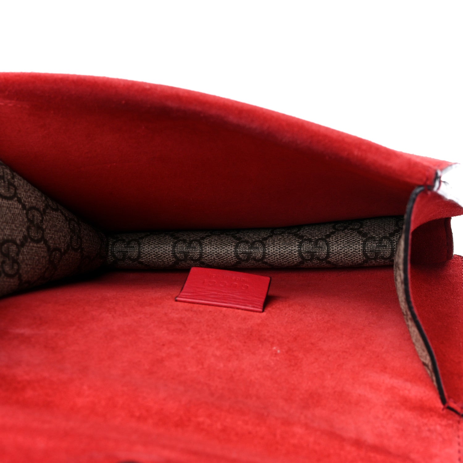 Gucci GG Supreme Monogram Suede Mini Dionysus Shoulder Bag Beige Ebony Vulcanic Red 5 of 11