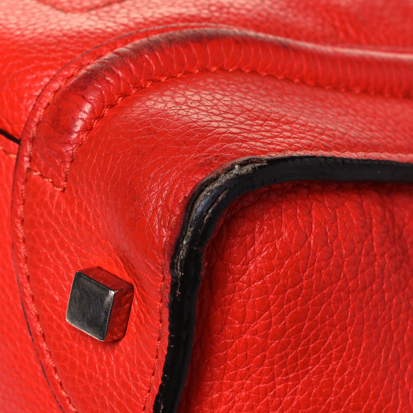 Drummed Calfskin Mini Luggage Vermillion