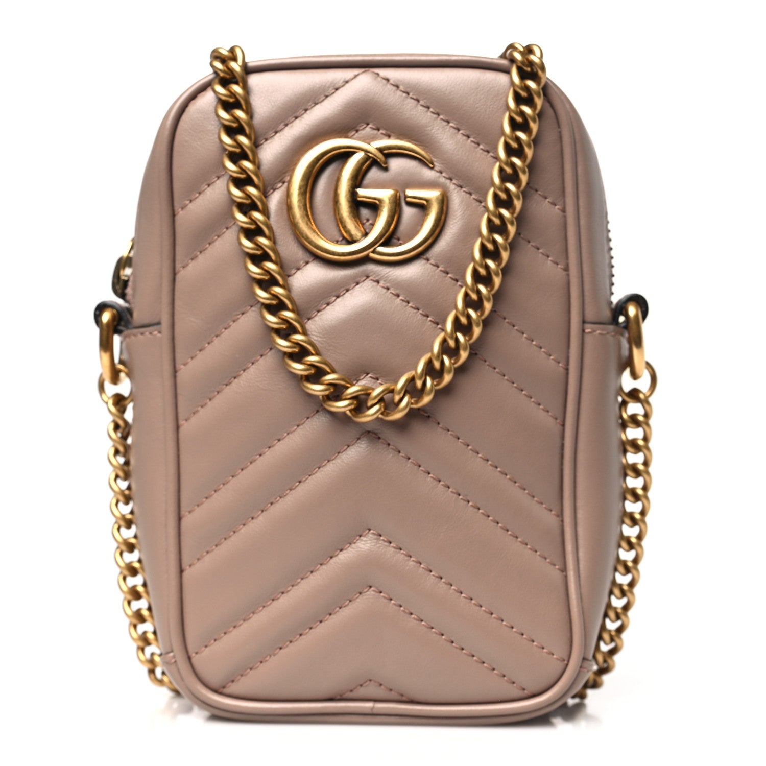 Gucci Calfskin Matelasse Mini GG Marmont Crossbody Bag Porcelain Rose 1 of 10