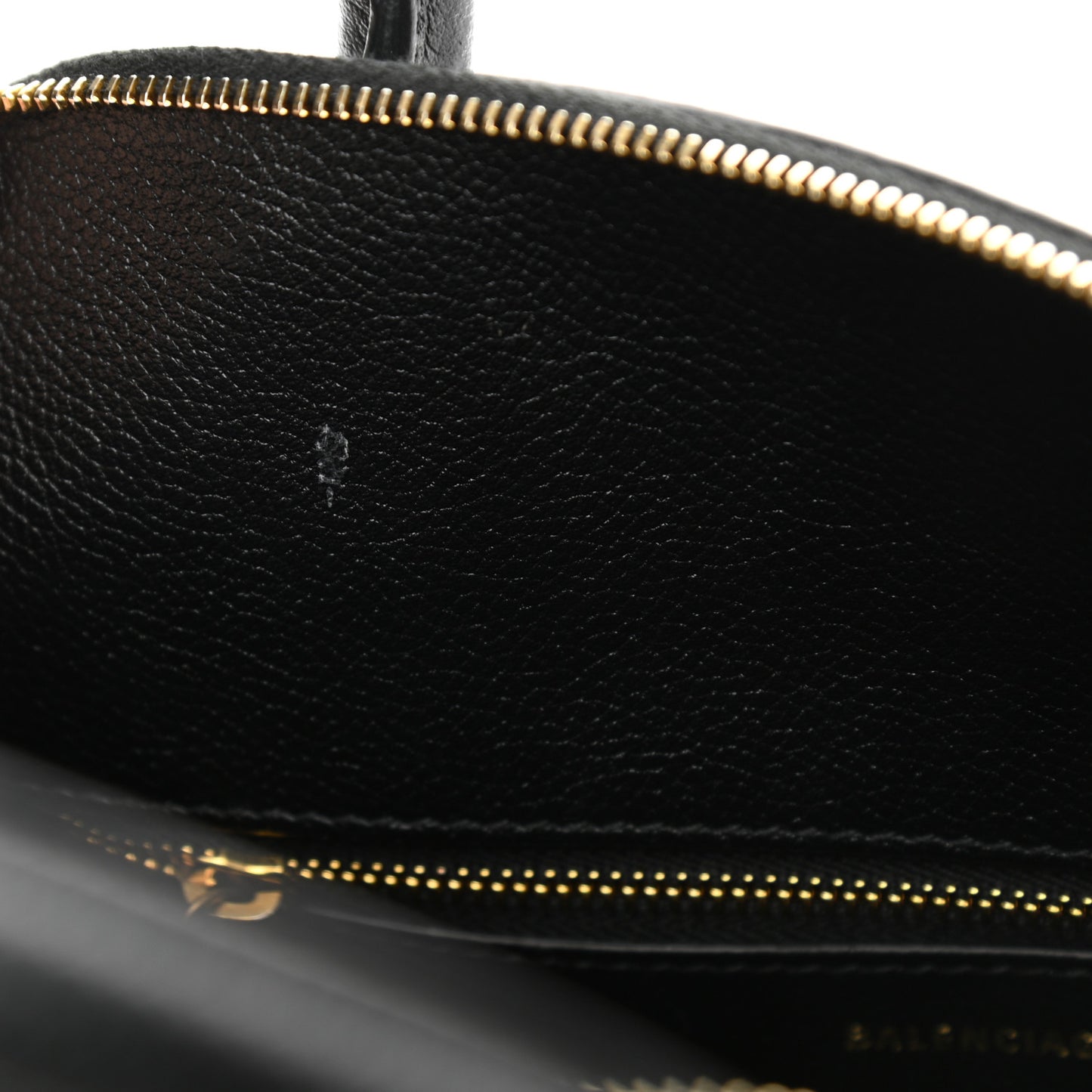 Grained Calfskin Logo S Ville Top Handle Bag Black White