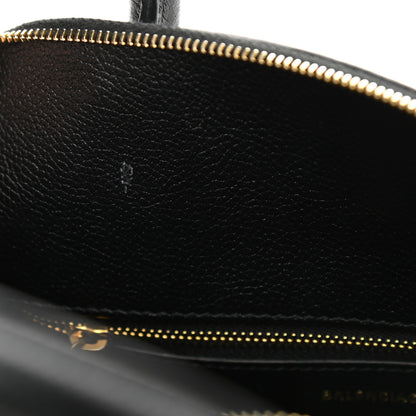 Balenciaga Grained Calfskin Logo S Ville Top Handle Bag Black White 12 of 12
