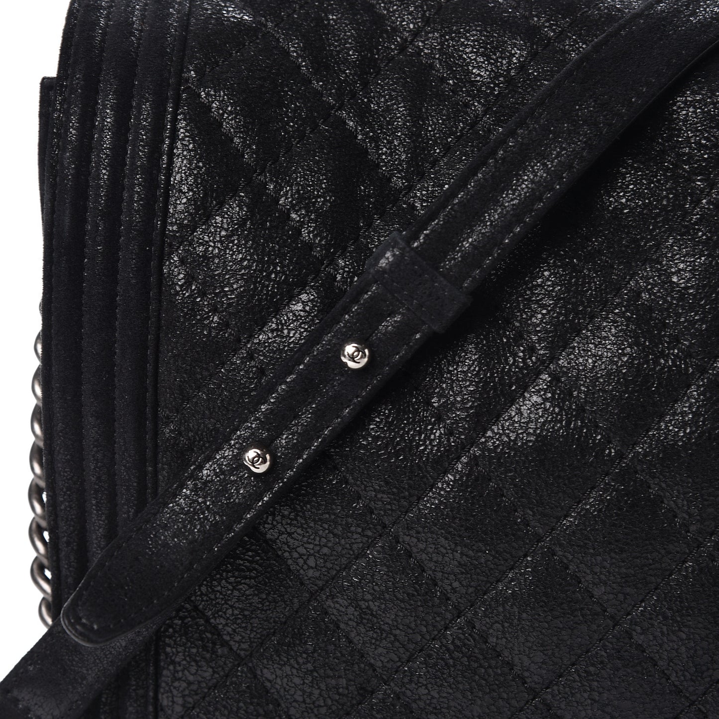 Iridescent Calfskin Quilted XL Gentle Boy Flap Black