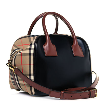 Burberry Smooth Calfskin House Check Medium Cube Bowling Bag Archive Beige 3 of 12