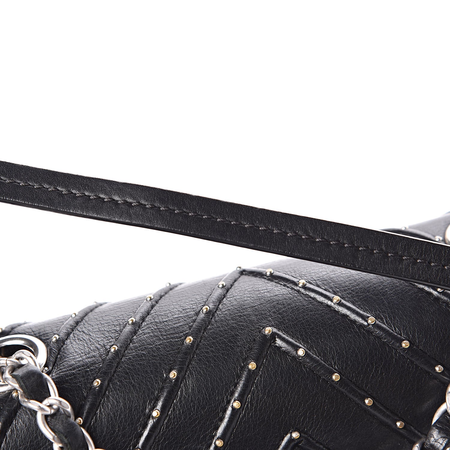 Chanel Calfskin Studded Chevron Quilted Flap Black 12 of 14