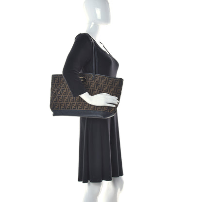 Fendi Zucca Vitello Elite Medium Roll Tote Tobacco Black 2 of 20