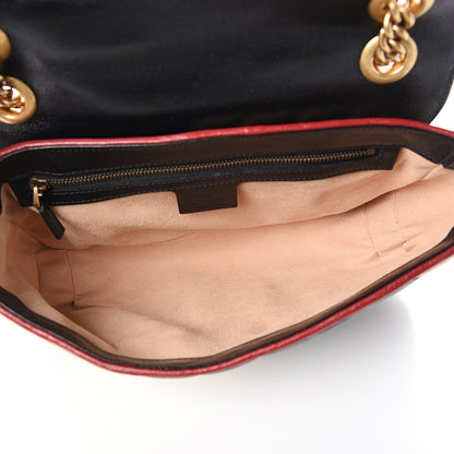 Gucci Vintage Effect Calfskin Matelasse Diagonal Striped Small Torchon GG Marmont Shoulder Bag Black Beige 4 of 9