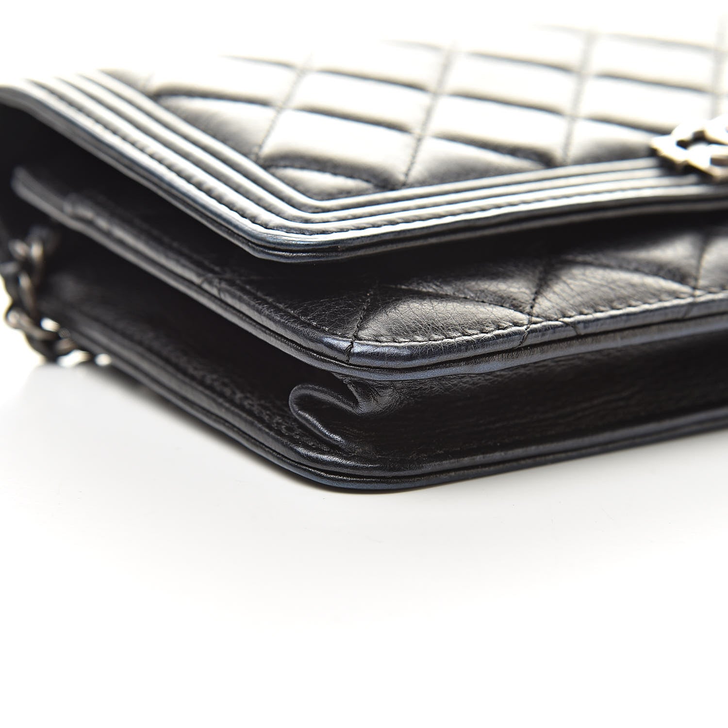 Chanel Aged Calfskin Calfskin Quilted Boy Wallet On Chain WOC Black 11 of 13