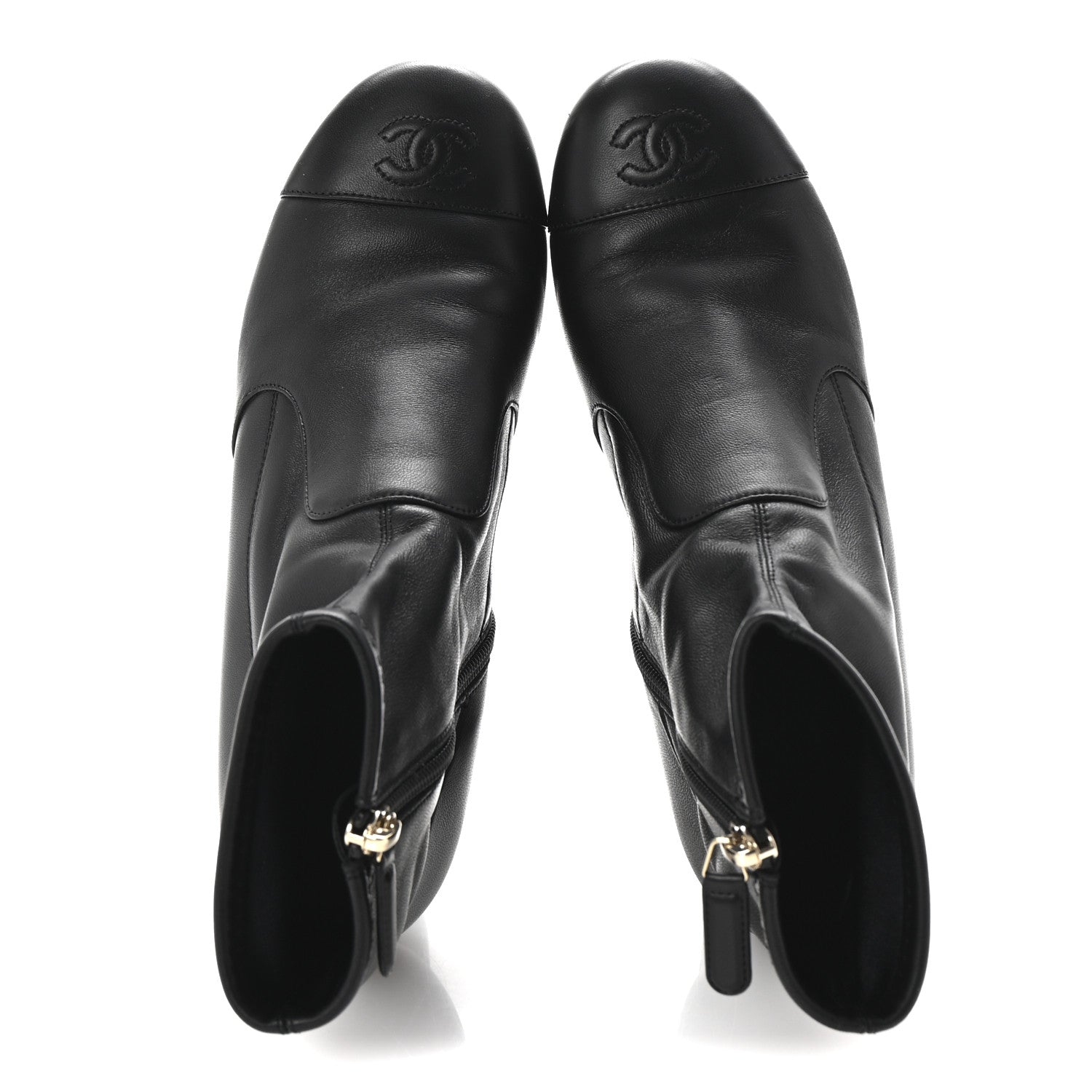 Chanel Stretch Lambskin Cap Toe CC Short Boots 38.5 Black 2 of 9
