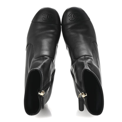 Chanel Stretch Lambskin Cap Toe CC Short Boots 38.5 Black 2 of 9