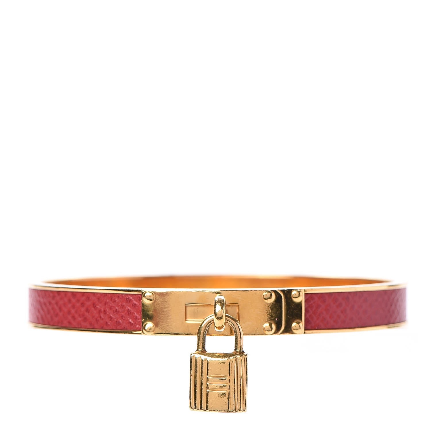 Hermes Epsom Kelly Lock Cadena Bracelet Rouge Casaque 1 of 4