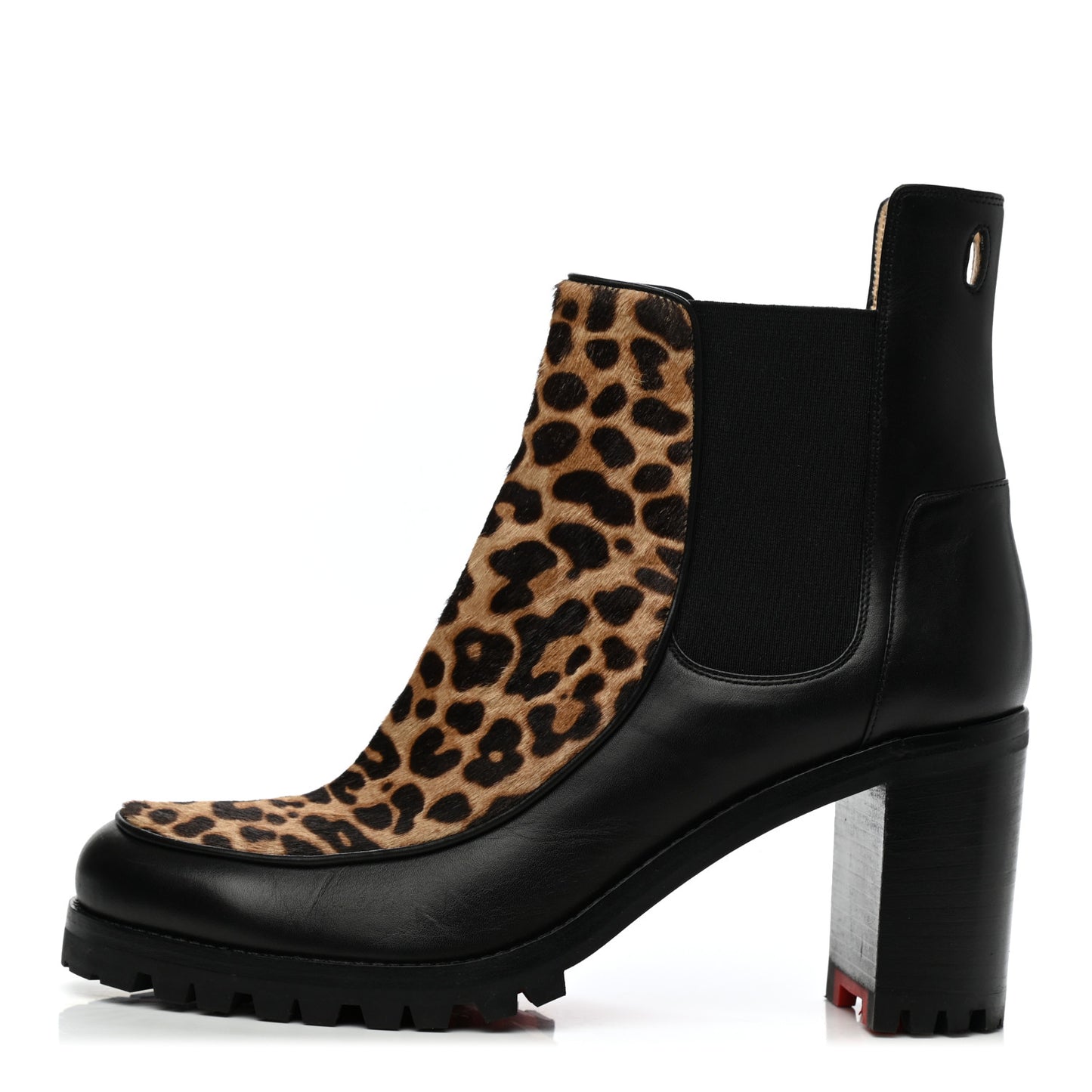 Calf Hair Leopard Print Chelsea Boots 39 Black
