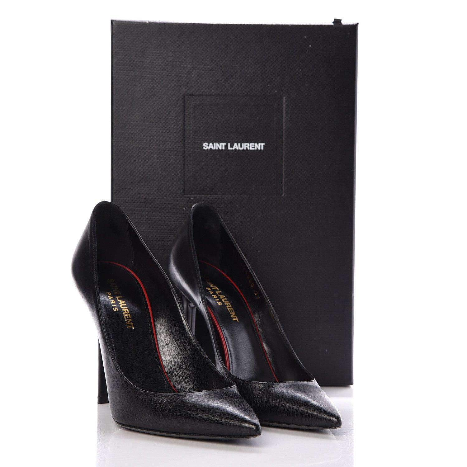 Saint Laurent Calfskin Zoe 105 Pumps 37 Black 1 of 9