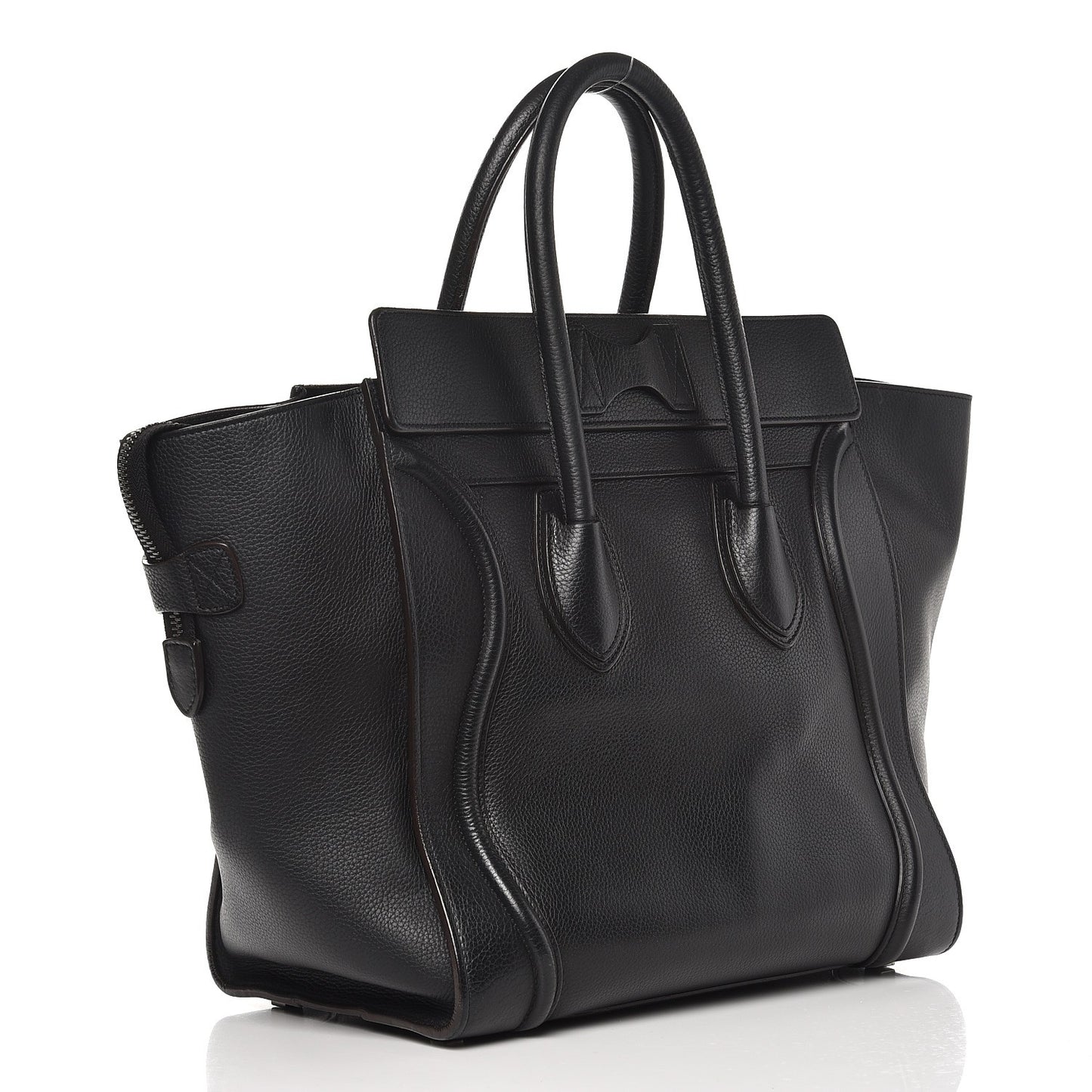 Drummed Calfskin Mini Luggage Black